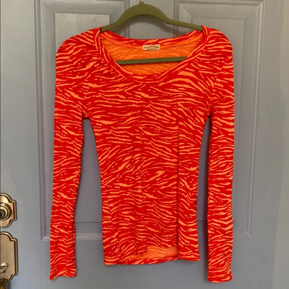 Red/orange Zebra Print Long Sleeve Top